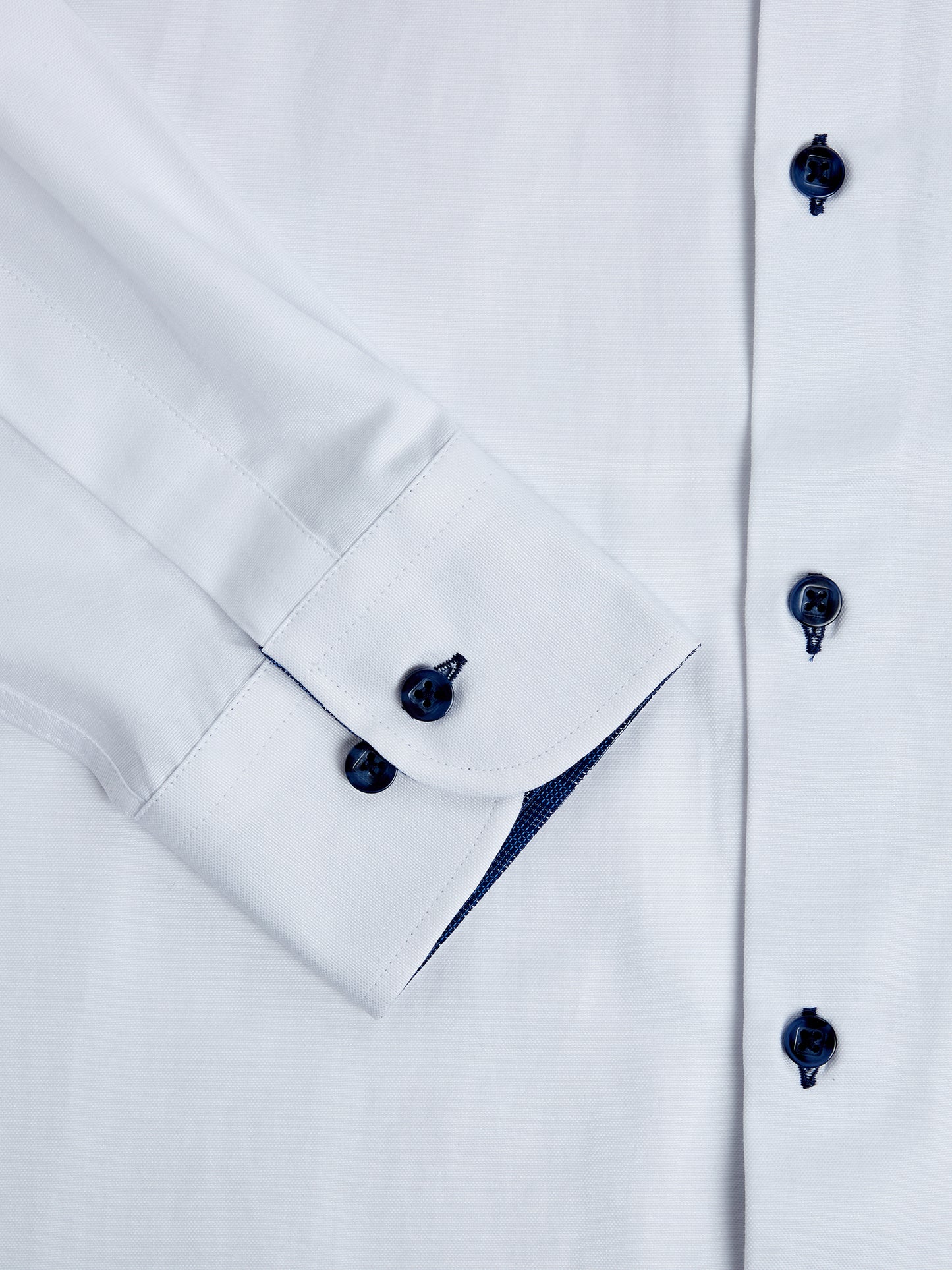 Cotton-Rich Button Down Long-Sleeve Shirt - White