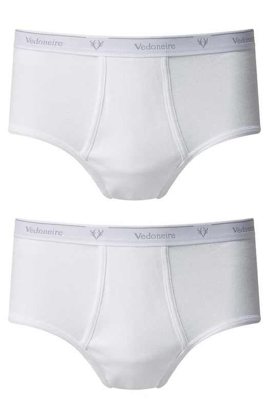 MENS COTTON EXECUTIVE BRIEFS X 2 (2213 WHITE) PREMIUM UNDERWEAR BY VEDONEIRE