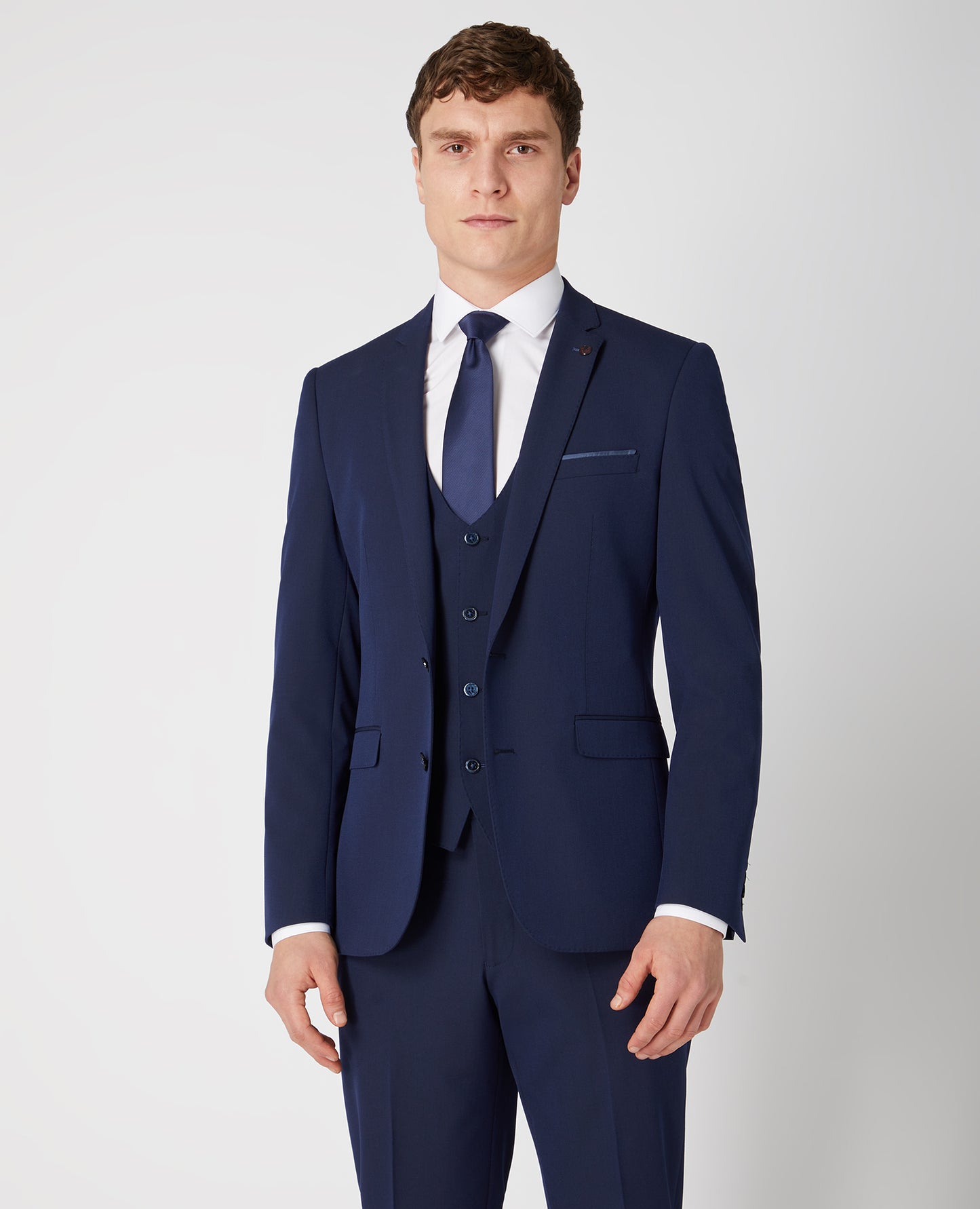 Slim Fit Polyviscose Suit Waistcoat - French Navy