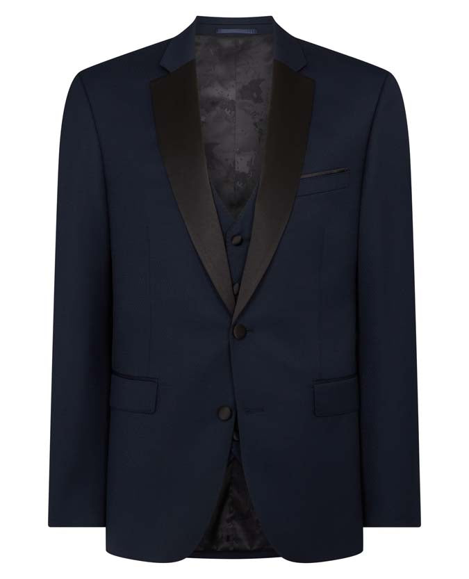 Slim Fit Wool-Rich Dinner Suit Jacket - Navy
