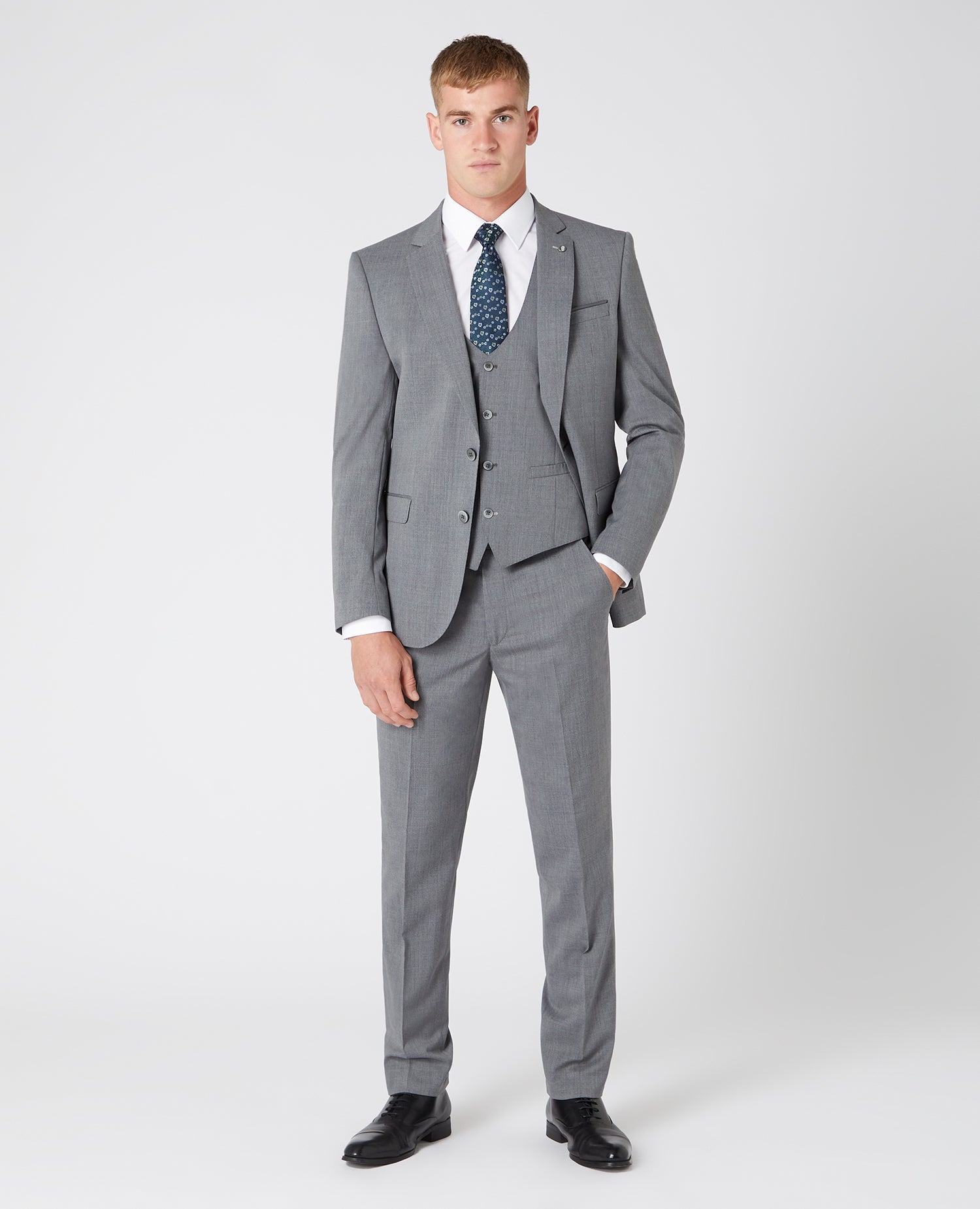 Slim Fit Wool-Rich Suit Waistcoat - Grey