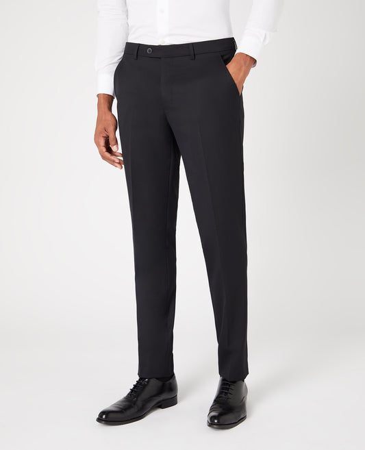 Slim Fit Wool-Rich Suit Trousers - Black
