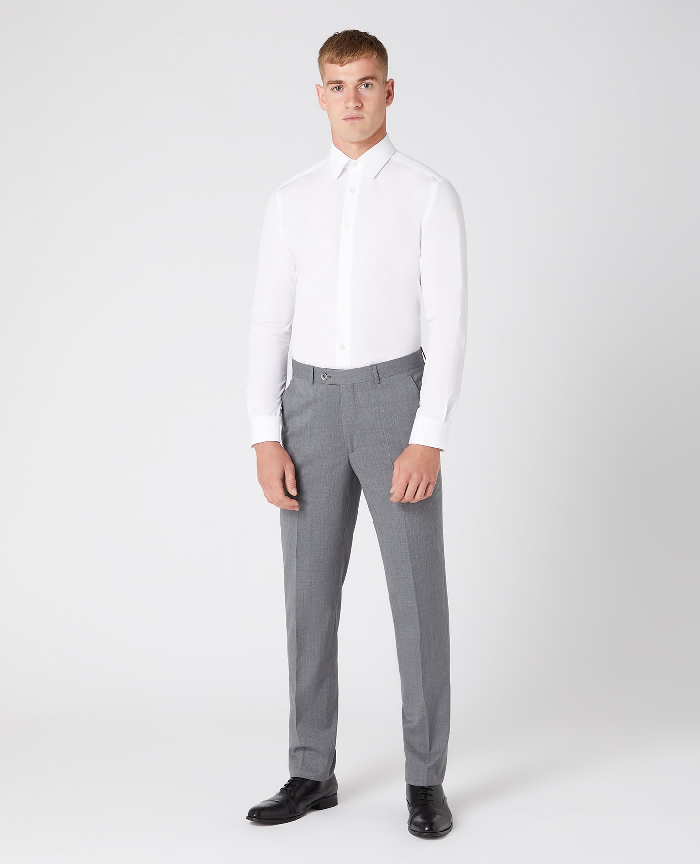 Slim Fit Wool-Rich Suit Trousers - Grey