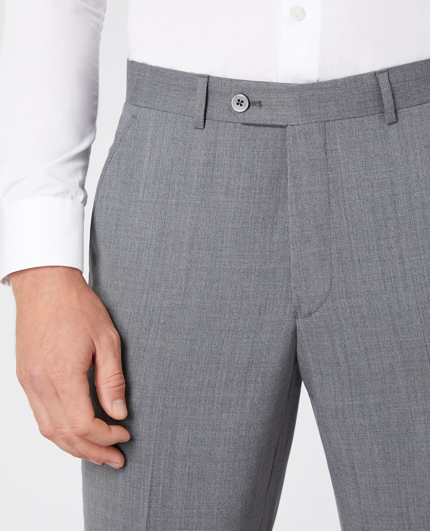 Slim Fit Wool-Rich Suit Trousers - Grey