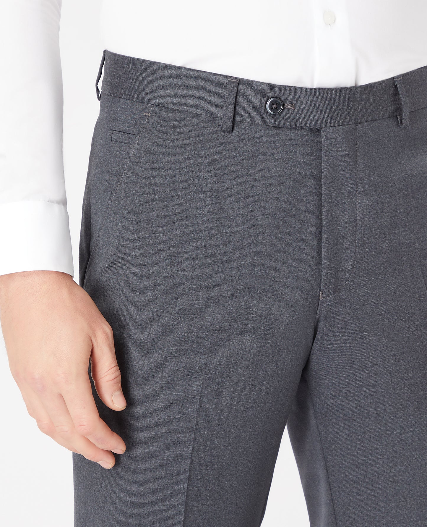Slim Fit Wool-Rich Suit Trousers - Charcoal Grey