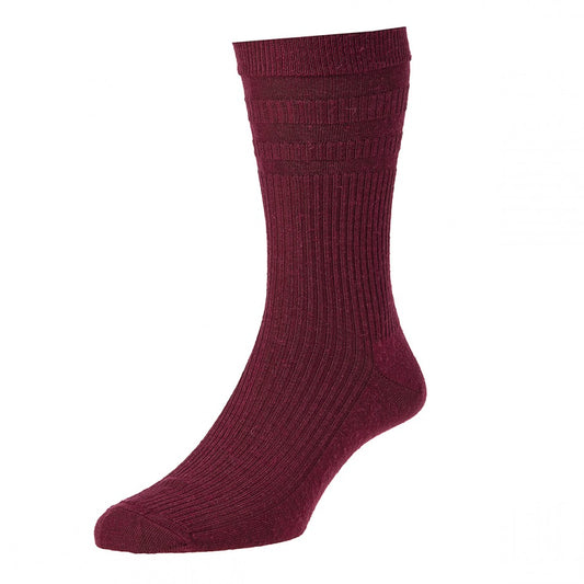 HJ Hall Wool Rich Soft Top Socks Burgundy