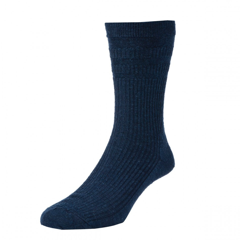 HJ Hall Wool Rich Soft Top Socks Navy
