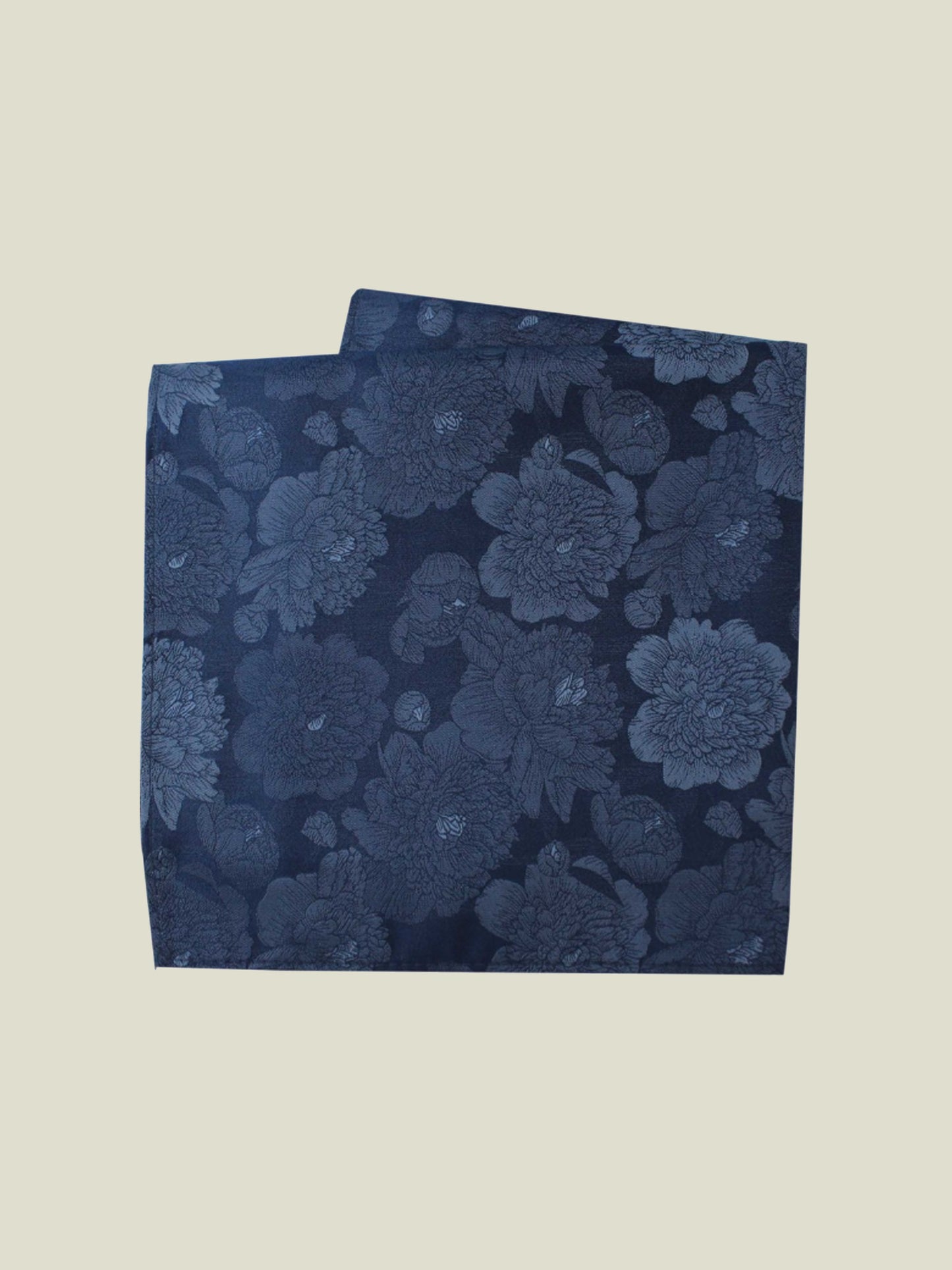 Pure Silk Woven - Navy Tonal Floral Hankie