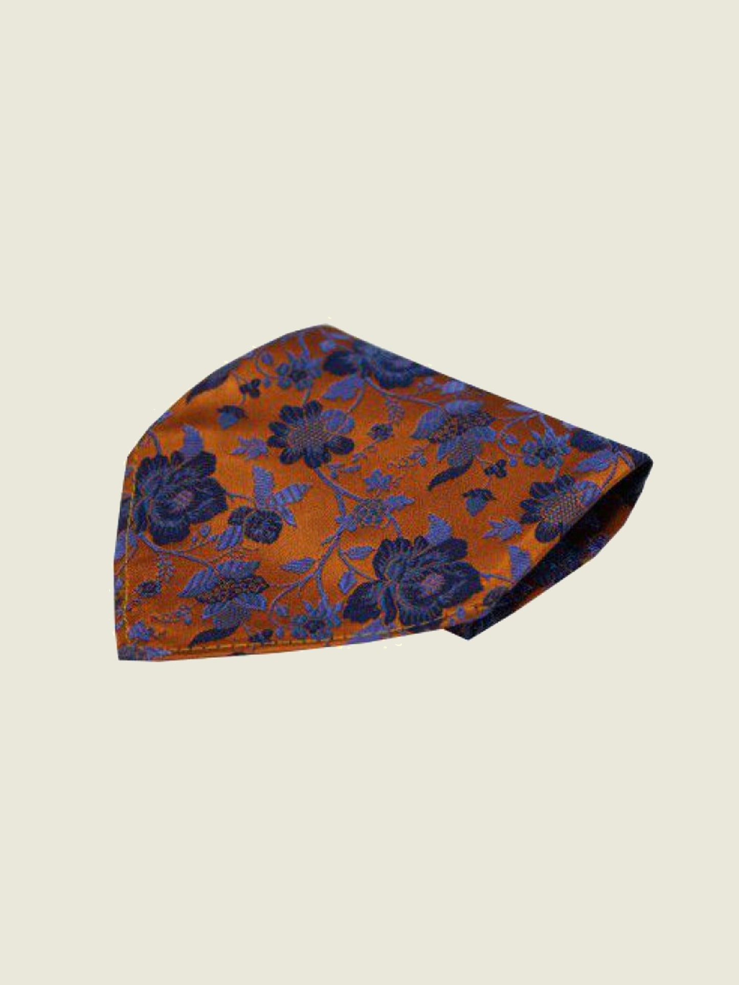 Pure Silk Woven - Burnt Orange Floral Hankie ii