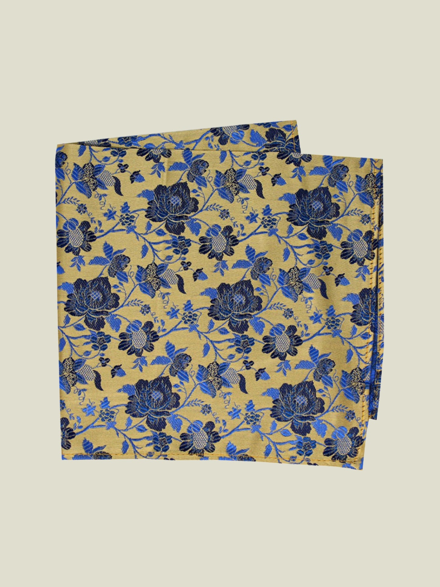 Pure Silk Woven - Gold Floral Hankie II