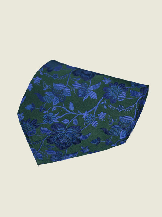 Pure Silk Woven - Green Floral Hankie