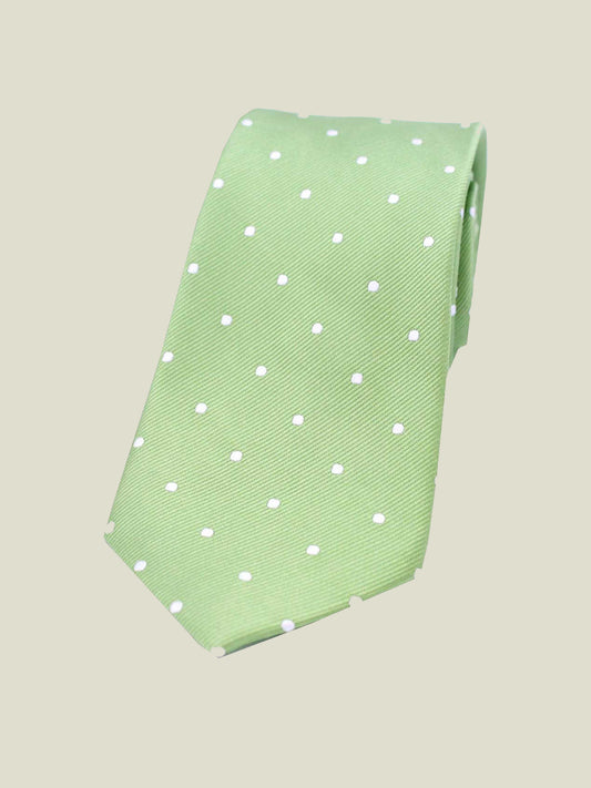 Pure Silk Woven - Green Polka Dot Tie