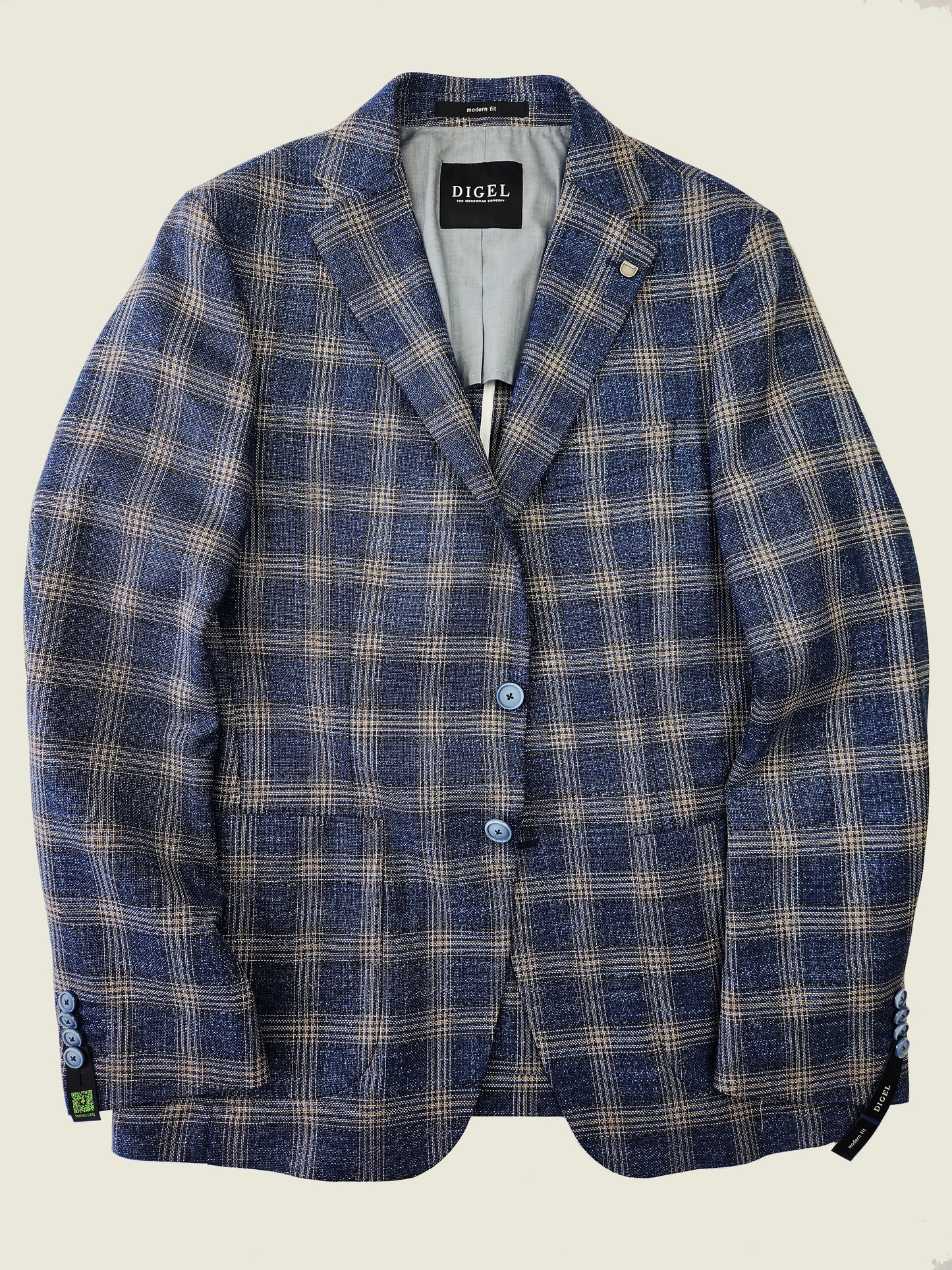 Navy Check Jersey Stretch Jacket