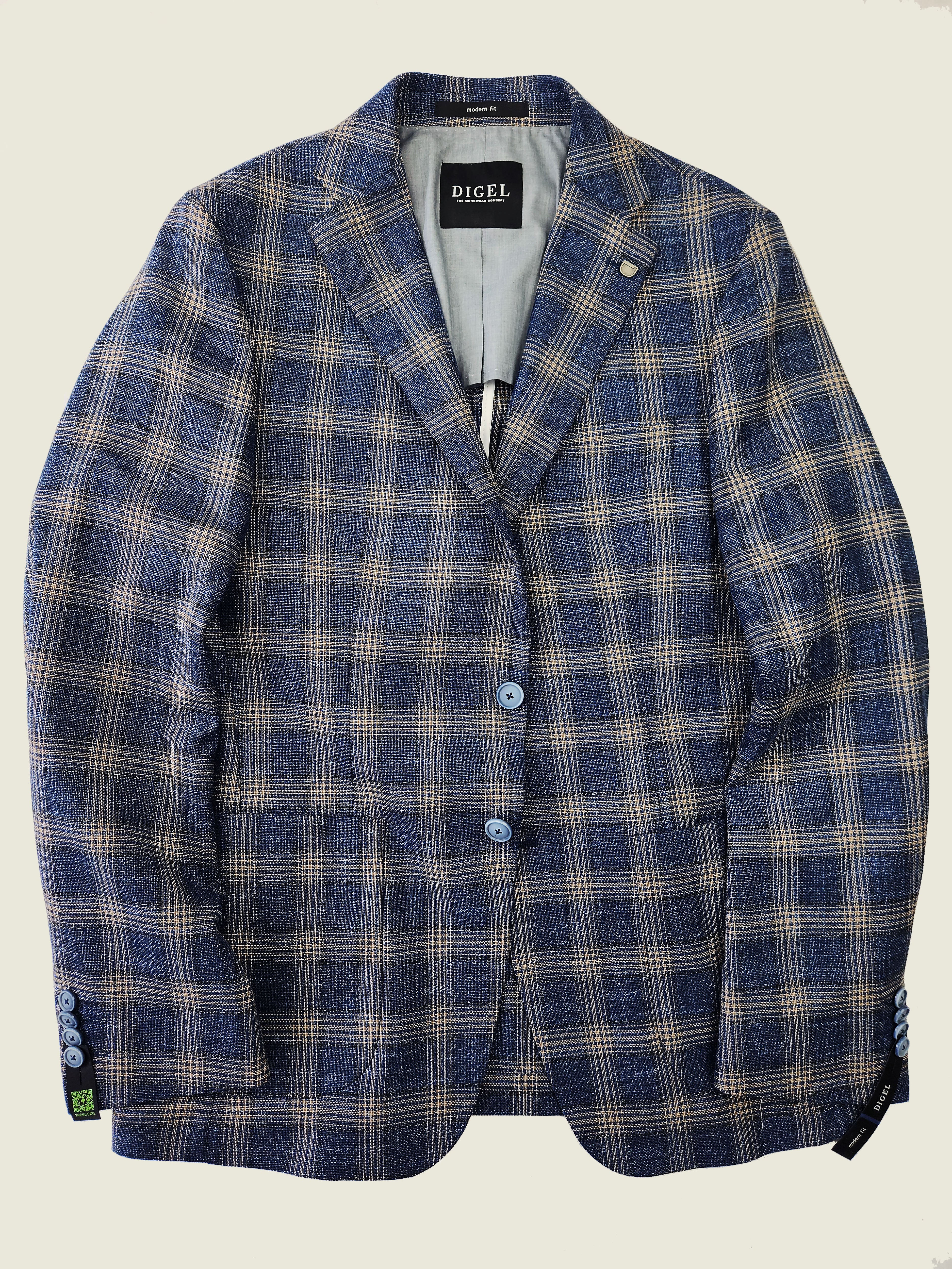 Blue Check Jersey Stretch Jacket