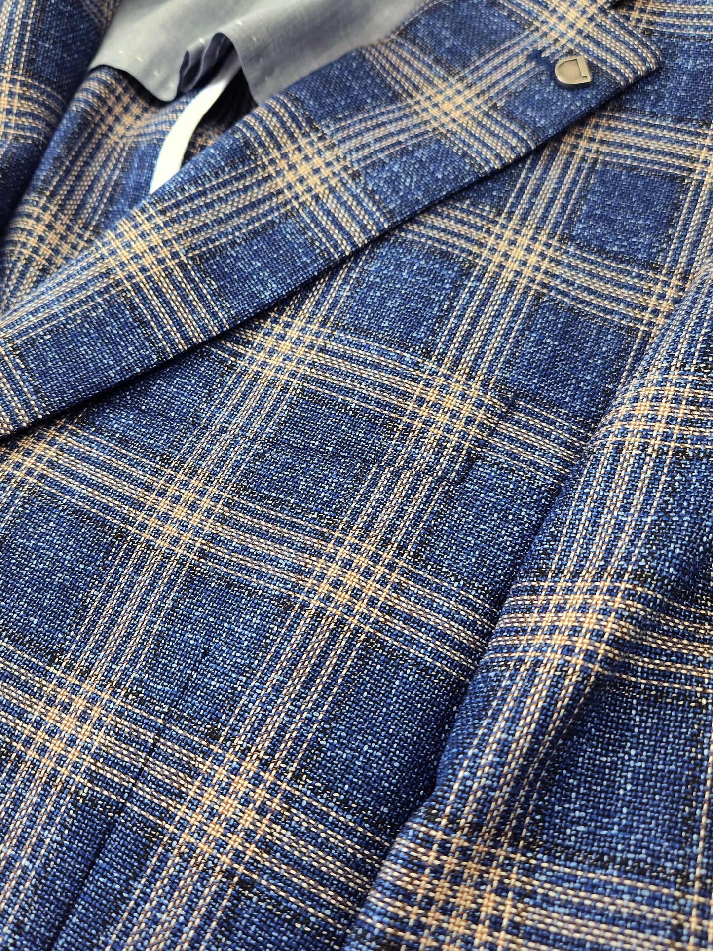 Navy Check Jersey Stretch Jacket