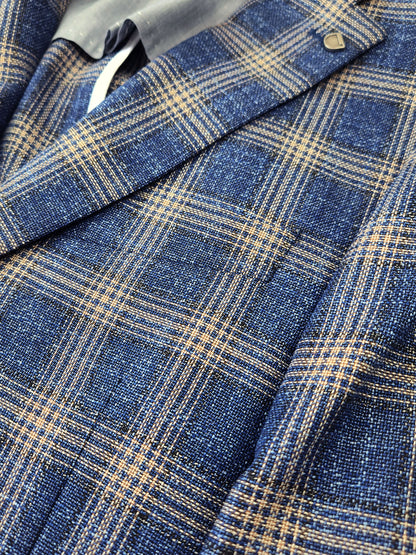 Blue Check Jersey Stretch Jacket