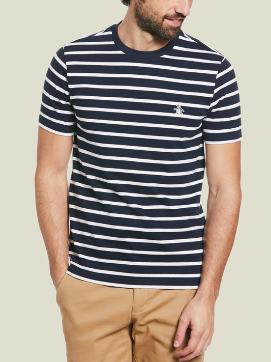 ORGANIC COTTON BRETON STRIPE TEE IN DARK SAPPHIRE