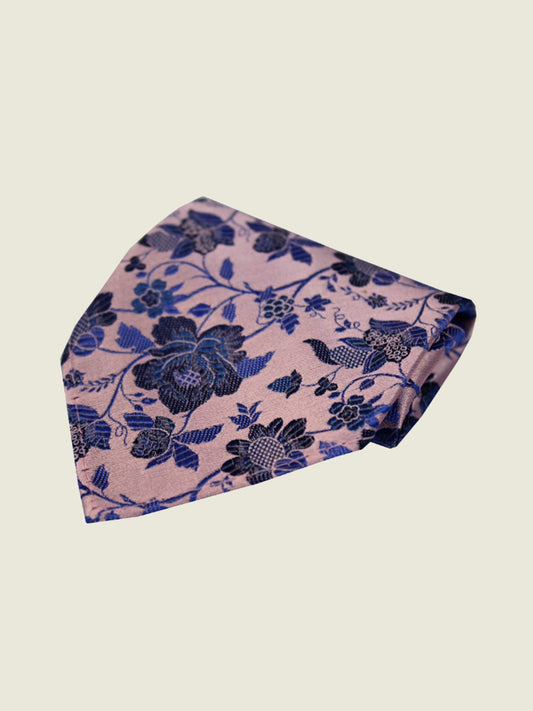 Pure Silk Woven - Pink Floral Hankie
