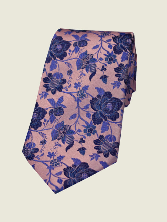 Pure Silk Woven - Pink Floral Tie