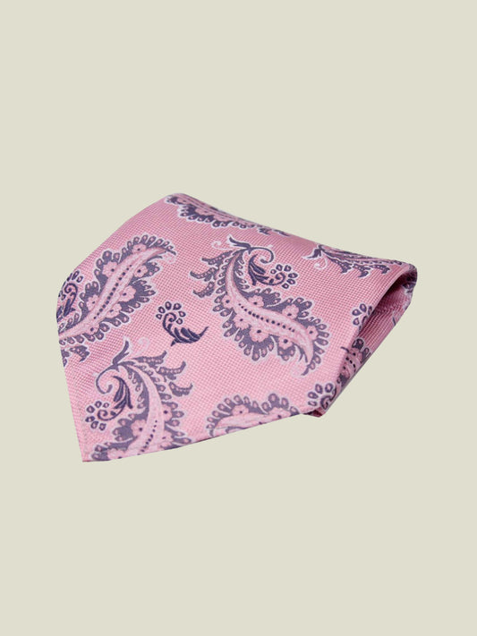 Pure Silk Woven - Pink Paisley Hankie