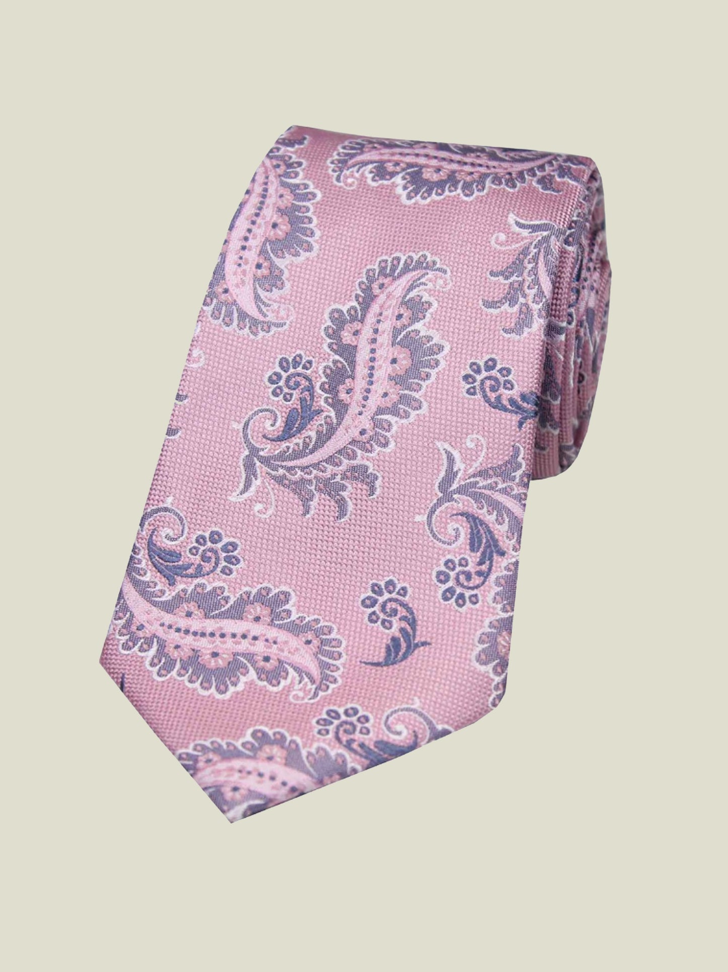 Pure Silk Woven - Pink Paisley Tie