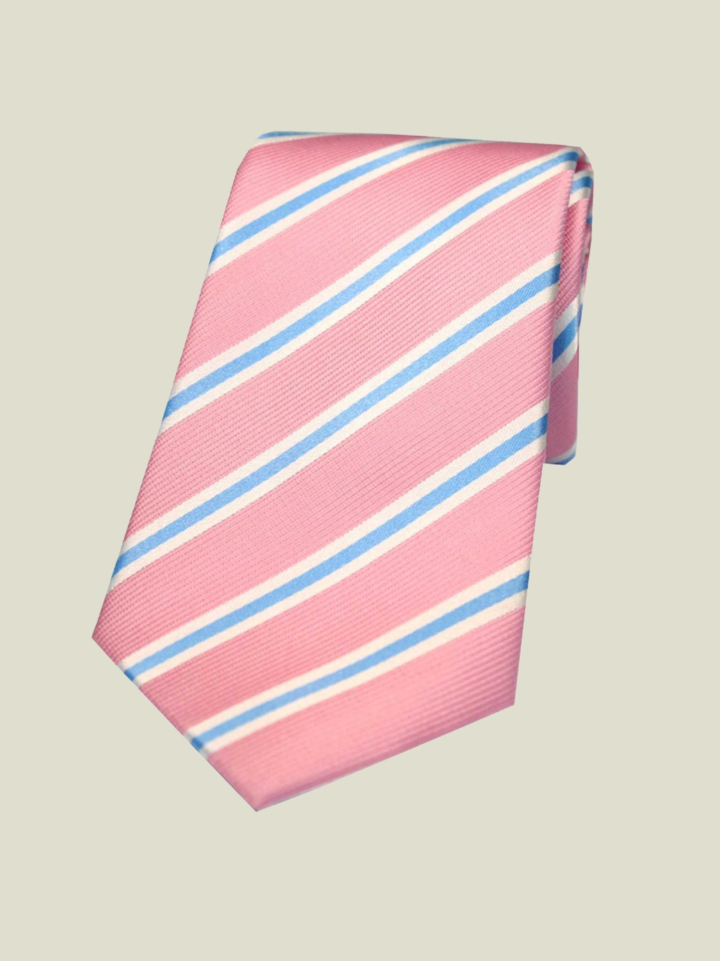 Pure Silk Woven - Pink Stripe Tie
