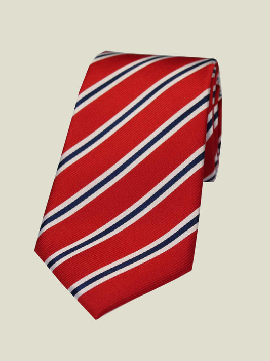 Pure Silk Woven - Red Stripe Tie