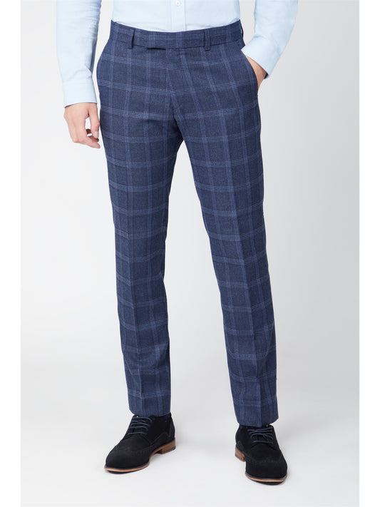 Navy Blue Over Check from Antique Rogue - Trousers