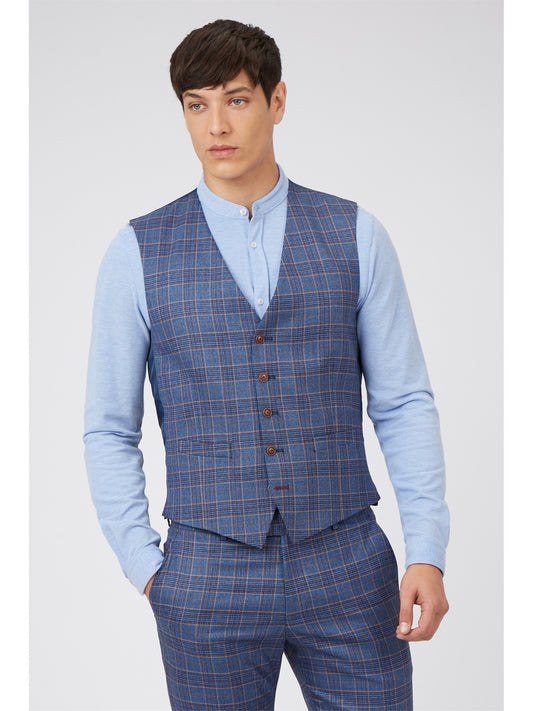 Blue Over Check from Antique Rogue - Waistcoat