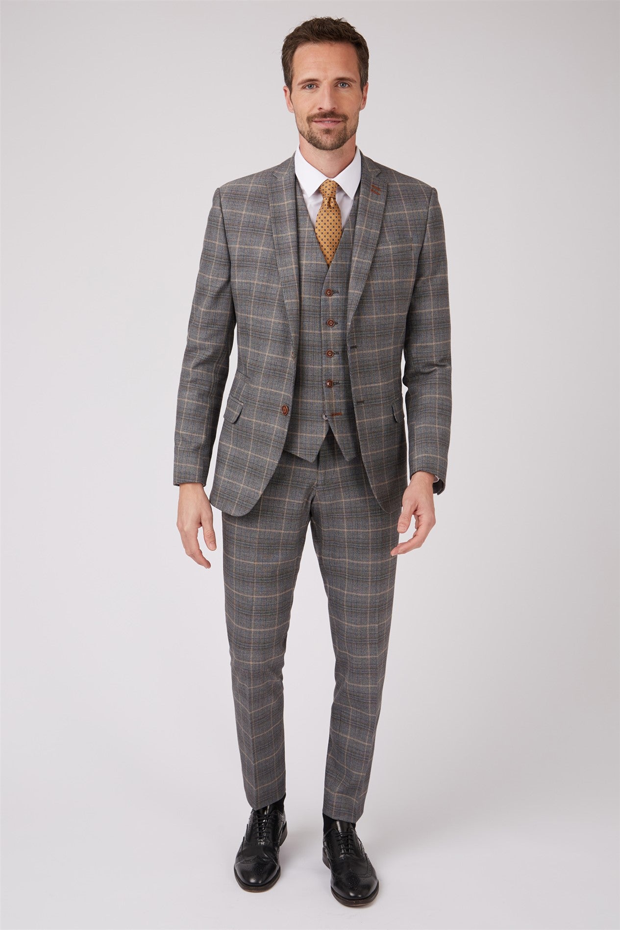 Grey and Tan Over Check Suit from Antique Rogue - Jacket