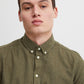 Pure-Cotton Long Sleeve Shirt - Green Melange