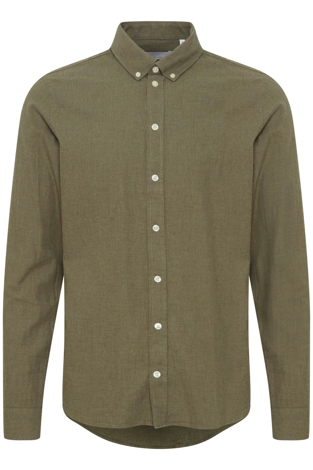 Pure-Cotton Long Sleeve Shirt - Green Melange