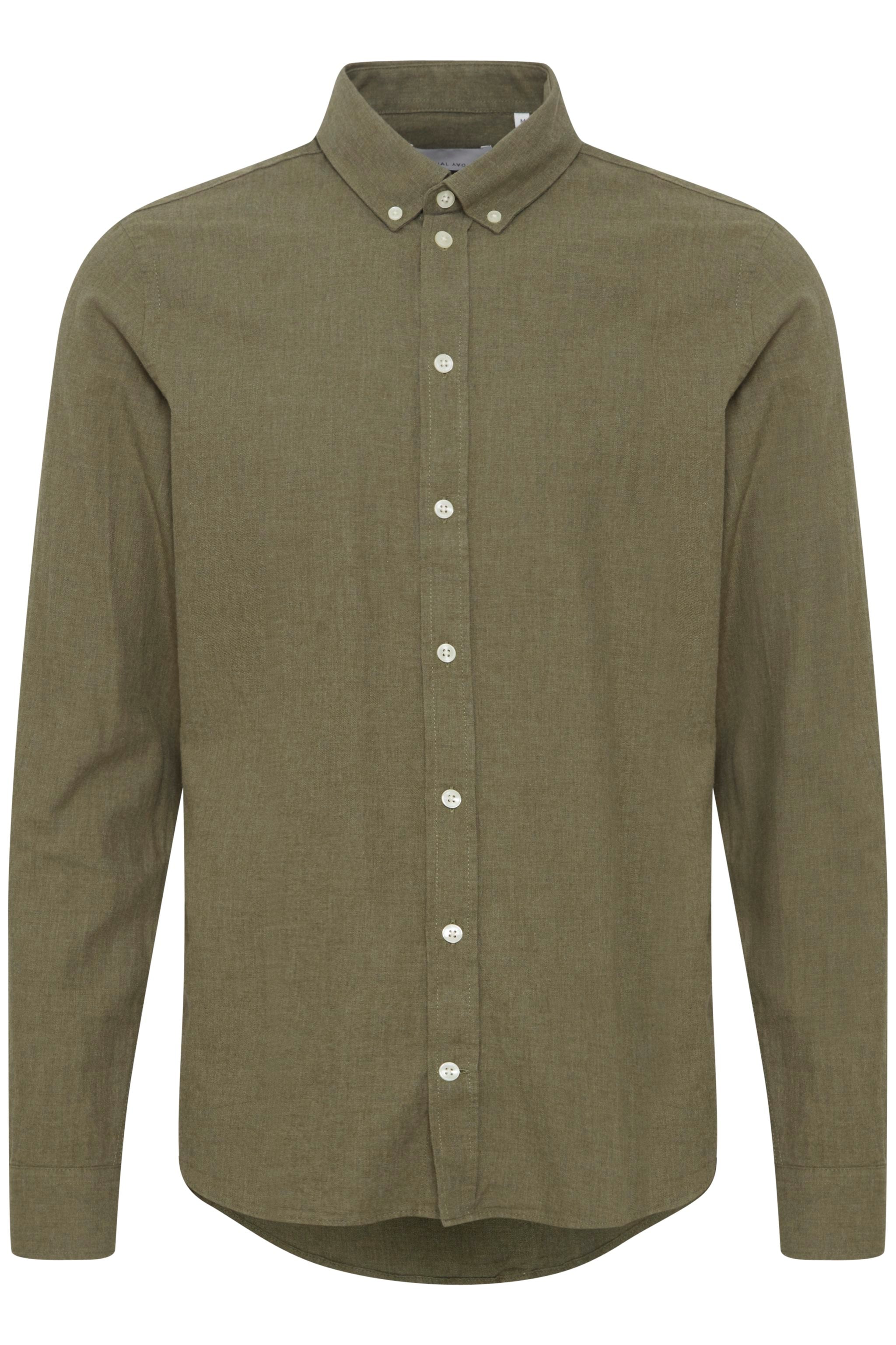 Pure-Cotton Long Sleeve Shirt - Green Melange
