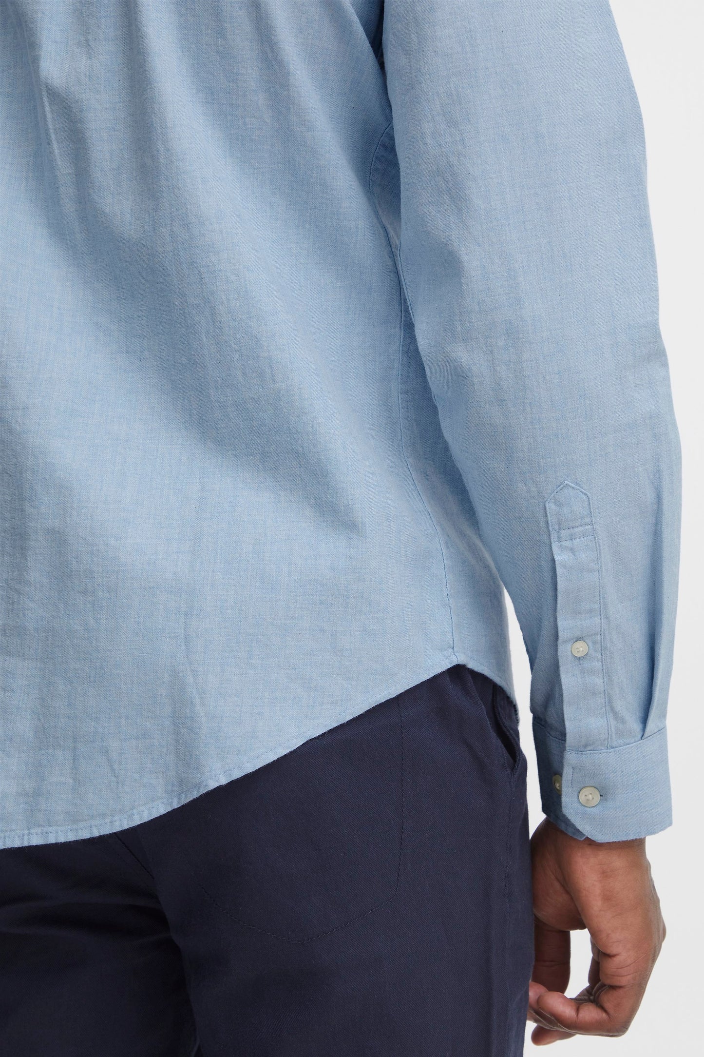 Pure-Cotton Long Sleeve Shirt - Sky Blue