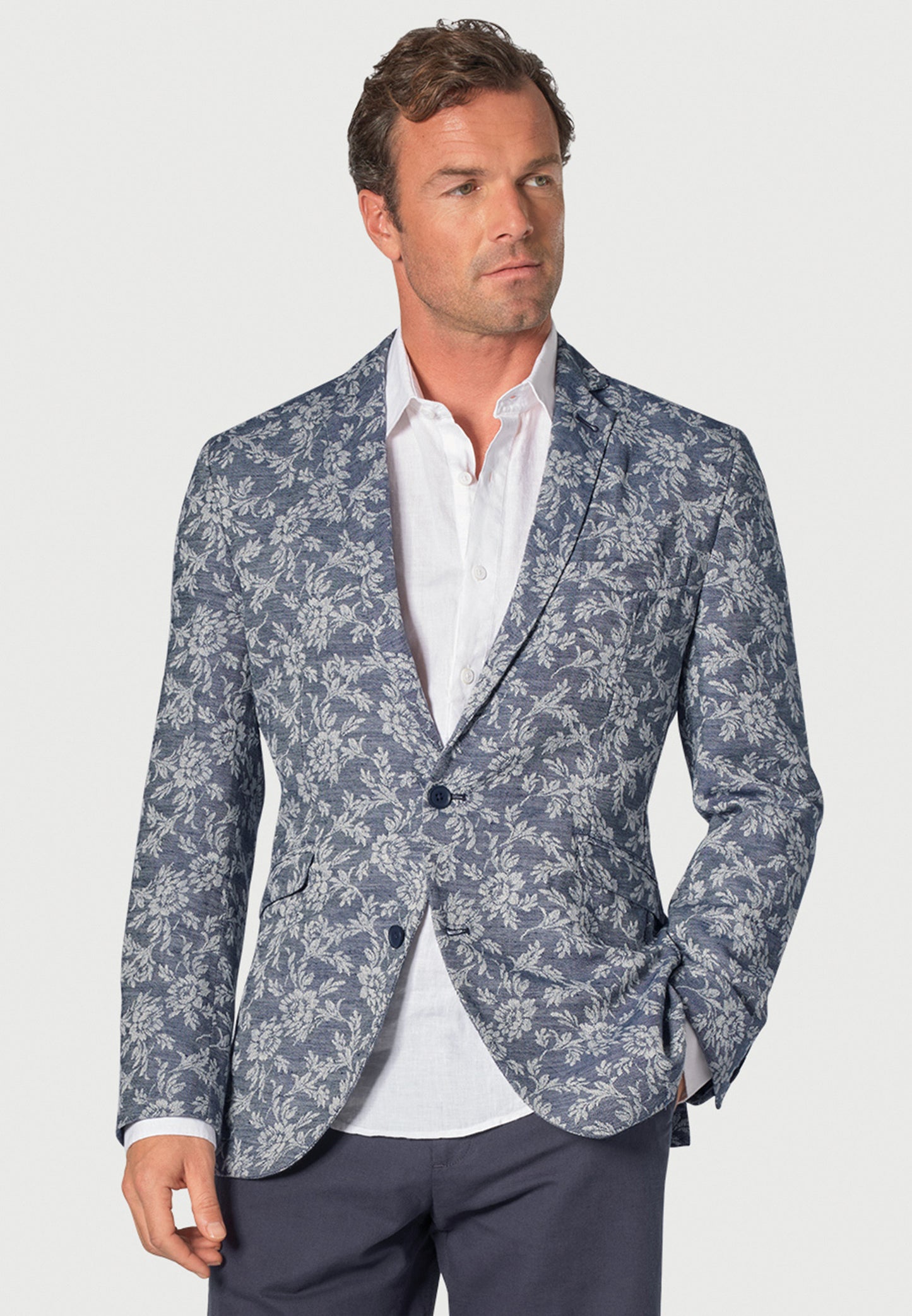 Foster Mid Blue Floral Unstructured Jacket