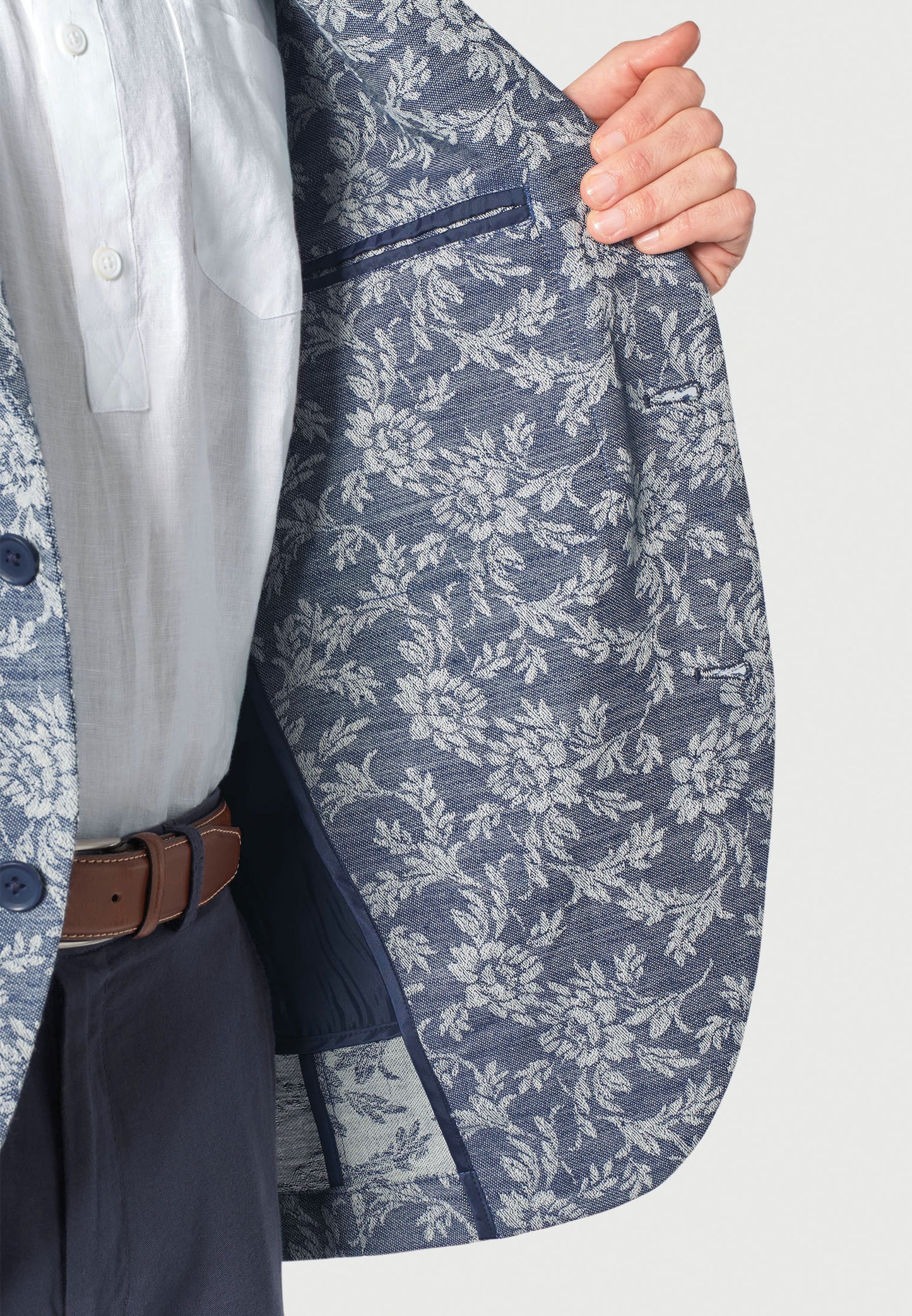 Foster Mid Blue Floral Unstructured Jacket