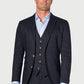 Gower Navy Linen Mix Three Piece Suit - Waistcoat