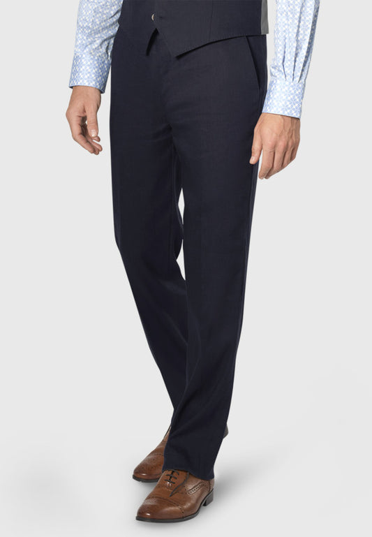 Gower Navy Linen Mix Three Piece Suit - Trouser
