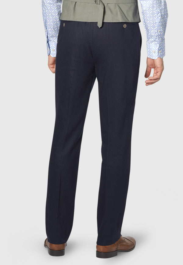 Gower Navy Linen Mix Three Piece Suit - Trouser