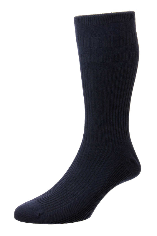 HJ Hall Cotton Rich Soft Top Socks Navy