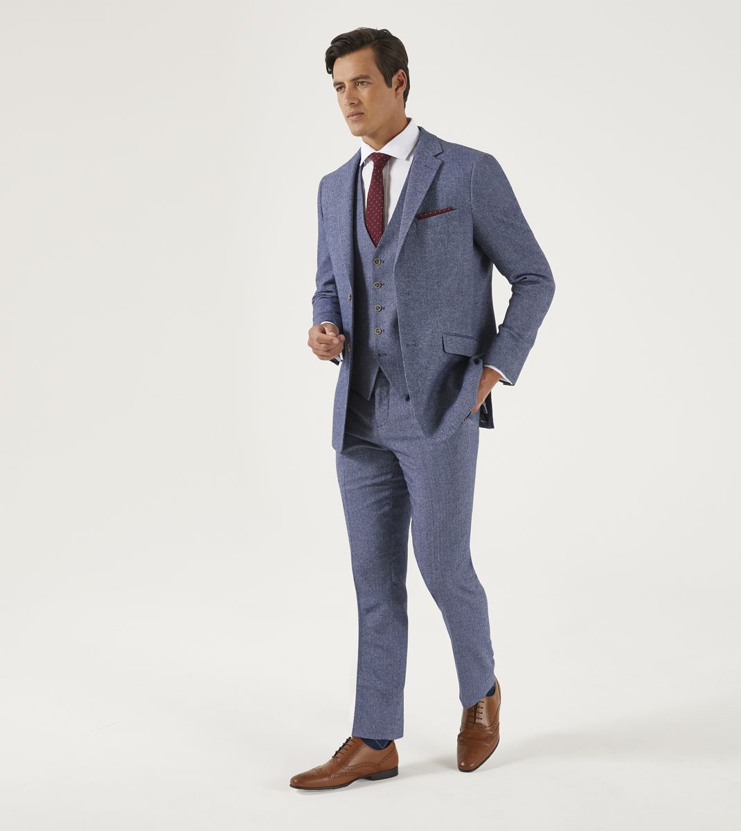 Jude Tweed Suit Trousers - Blue