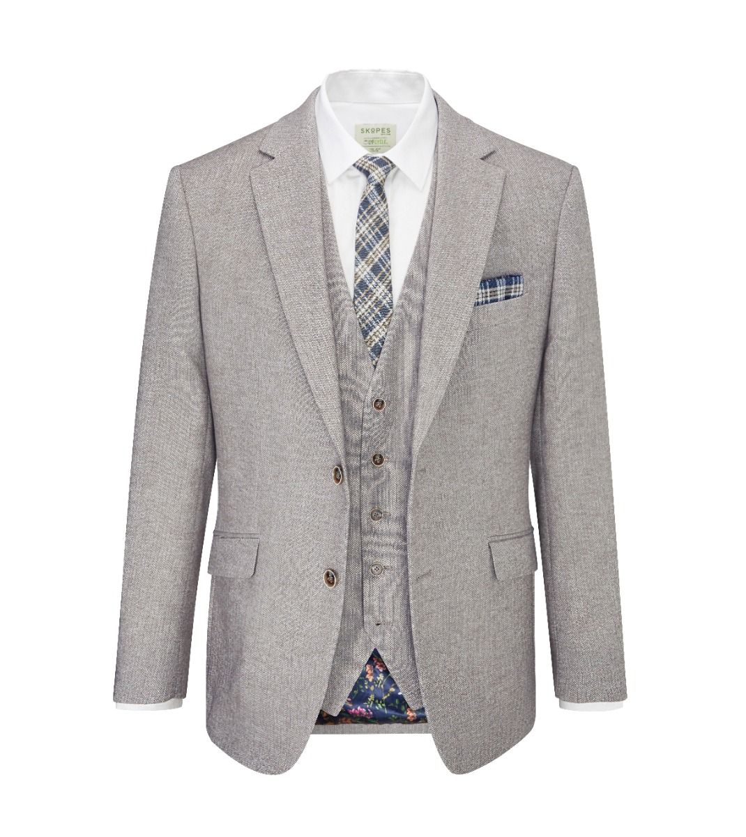 Jude Tweed Suit Jacket - Stone