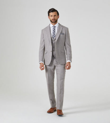 Jude Tweed Suit Trousers - Stone