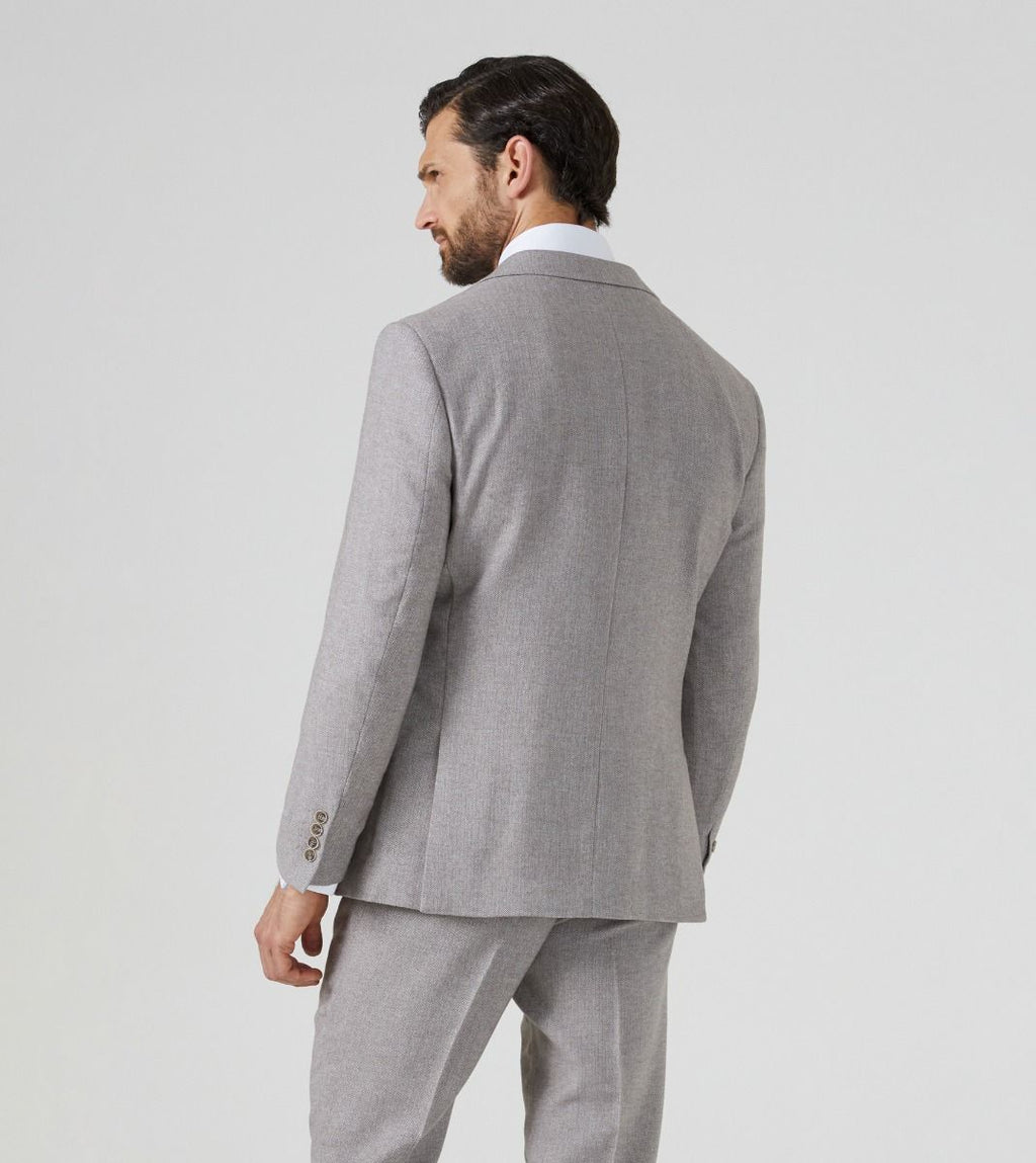 Jude Tweed Suit Jacket - Stone
