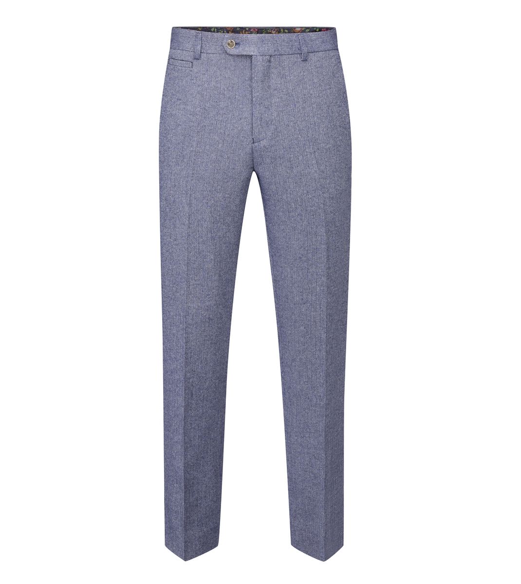 Jude Tweed Suit Trousers - Blue