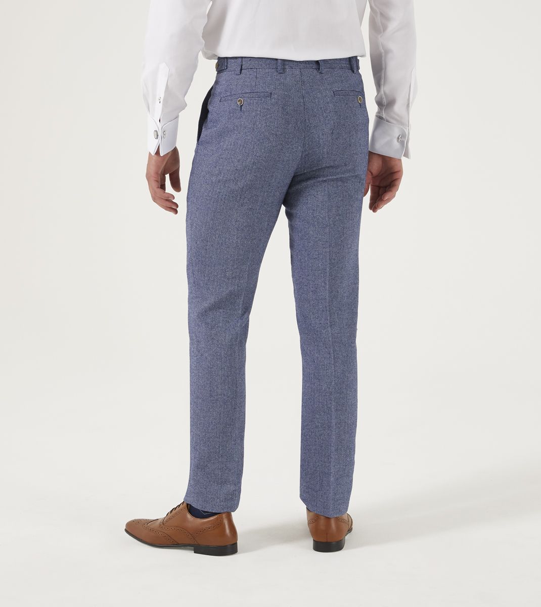 Jude Tweed Suit Trousers - Blue