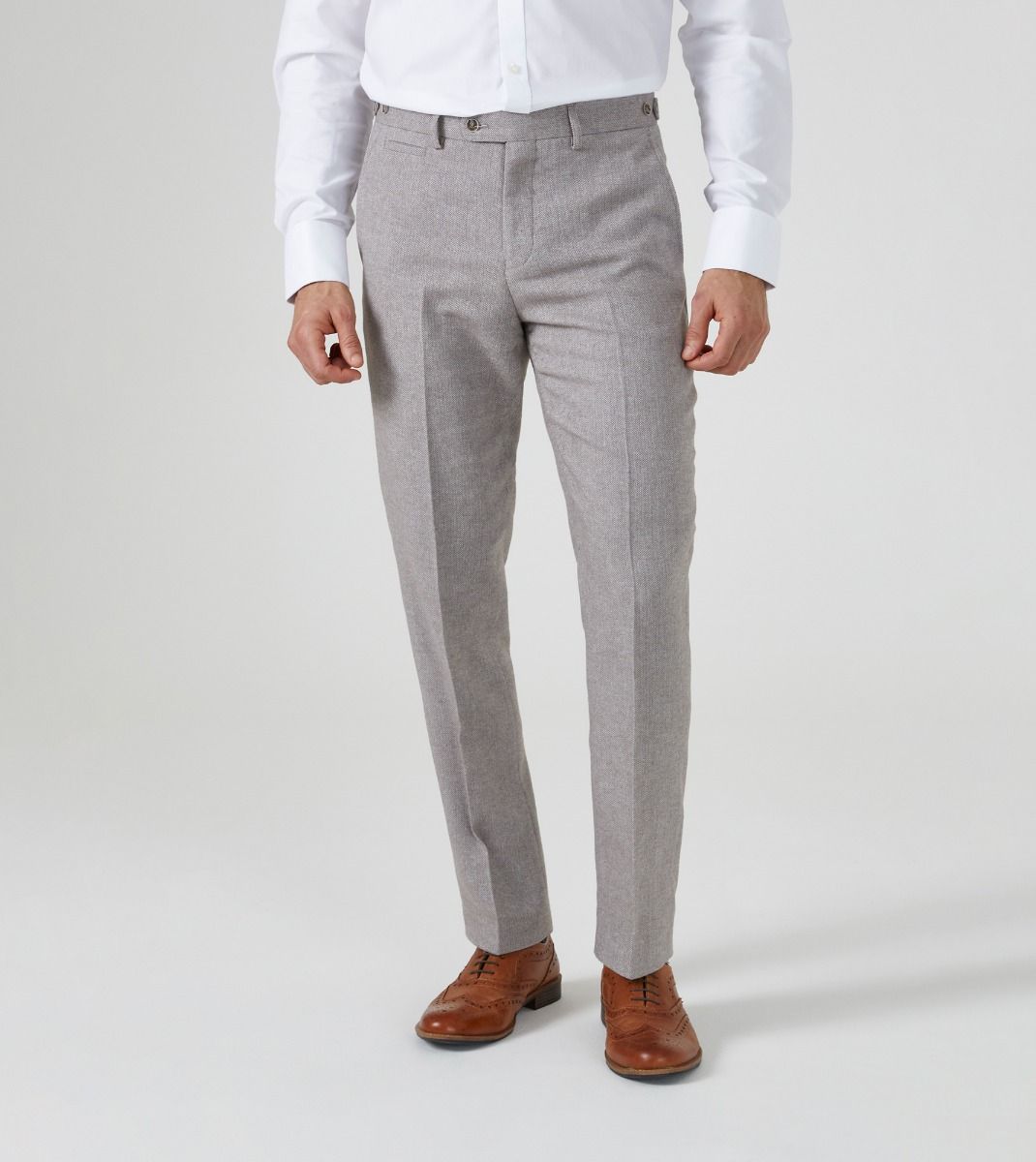 Jude Tweed Suit Trousers - Stone