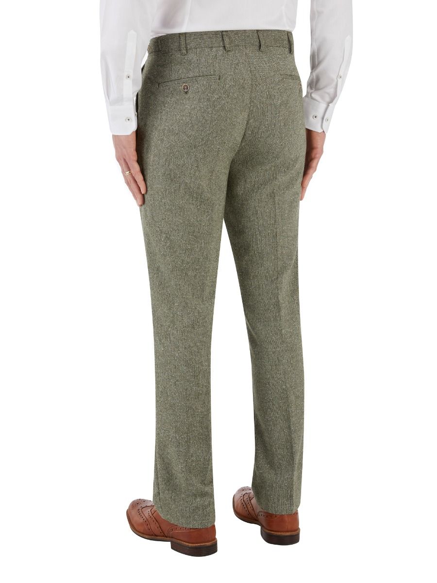 Jude Tweed Suit Trousers - Sage Green