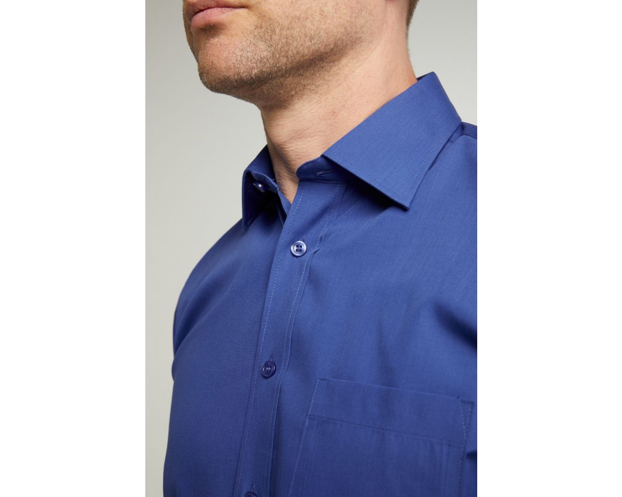 Cotton-Rich Non Iron Long Sleeve Shirt - French Navy